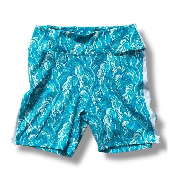 Pink Victoria’s Secret Pants - Victoria’s Secret Pink Active High Waist Bike Short Bright Marine Marble Large